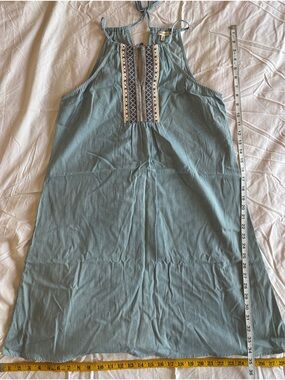 Light Blue Embroidered Midi Dress - Women's Halter Style